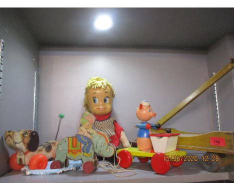 A 1961 Sister Belle doll by Mattel with talking tape, within activated by a string pull, together with mid 20th century and l