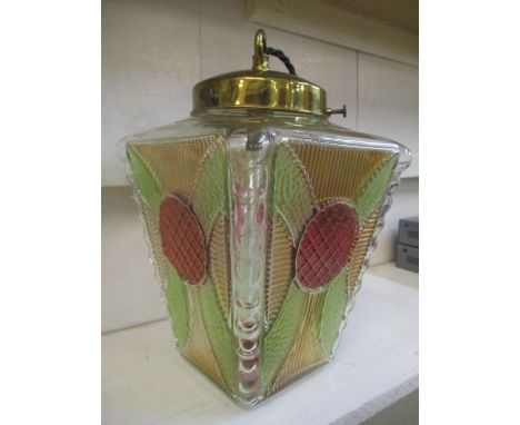 An Art Deco hall/porch light with stained glass panels, re-wired 