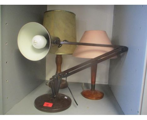 Three table lamps to include a mid 20th century anglepoise desk lamp 