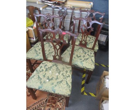 A set of five early 20th century mahogany Chippendale style dining chairs 