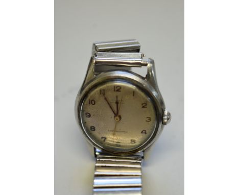 A 1940s Cyma Watersport stainless steel gentlemans manual wristwatch,&nbsp;on later expanding bracelet, No. 28912, 32mm. 