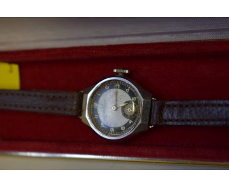A 1930s Omega ladies manual wristwatch,&nbsp;on later leather strap, in a later Omega watch box, No 9976724, 22mm. 