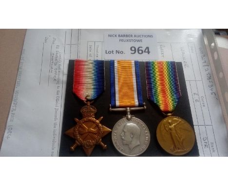 Militaria : Medals a WW1 British 1914-15 star trio awarded to the Royal Engineers 61604 Spr R H Walker, landed Egypt 15/06/15