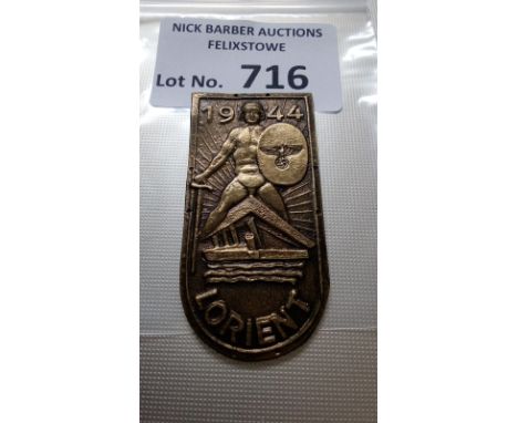 Militaria : German WW2 Army war badge Lorient arm shield - VF