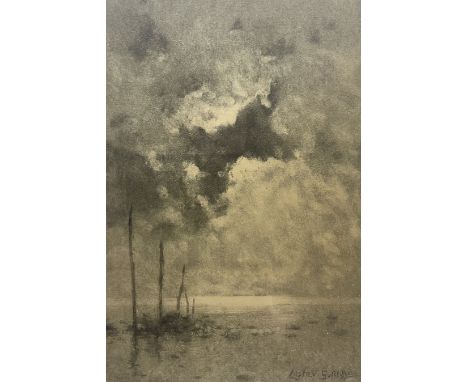 Lester Sutcliffe (British 1848-1933): Moody Seascape, monochrome watercolour signed 30cm x 21cm