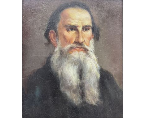 Russian School (Early 20th century): Portrait of Leo Tolstoy, oil on board unsigned 23cm x 20cm