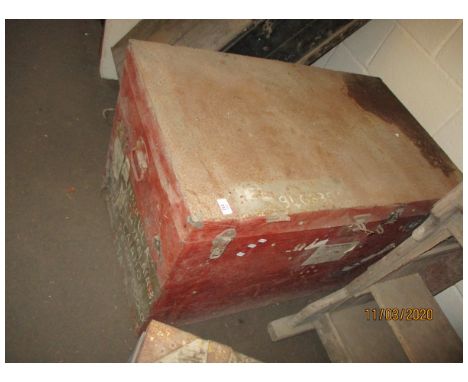 LARGE RED PAINTED TRUNK 