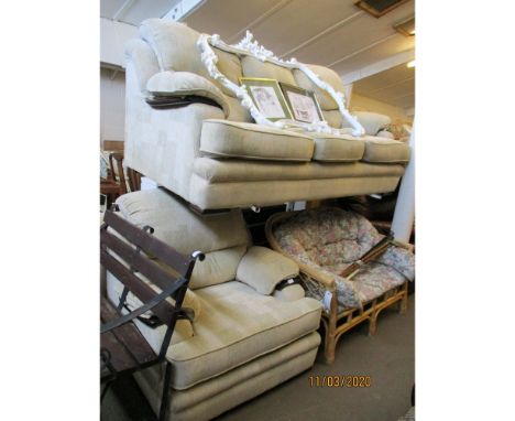 MODERN TWO-PIECE SUITE OF THREE SEATER SOFA AND EASY CHAIR 