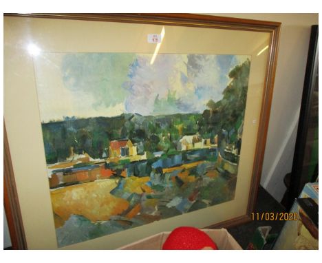 LARGE COLOURED PRINT OF LAKELAND COTTAGES