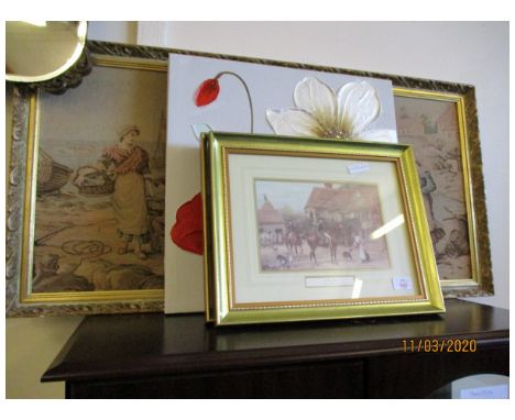 COLOURED PRINT, AUBUSSON TYPE PRINT ETC 