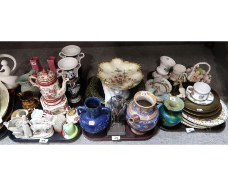 A collection of decorative ceramics and glass including a hand painted Rosenthal dish, Mdina glass vase, 1950's Denby jug, dr