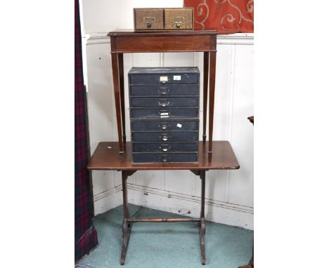 A mixed lot to include Victorian mahogany hall table, mahogany side table, two 20th century four drawer stationary chests and