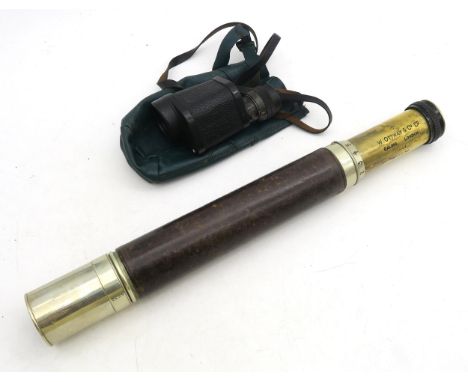 A WW2 military issue single draw telescope by W. Ottway &amp; Co. Ltd., Ealing, London, dated 1944, No. 6632; together with a