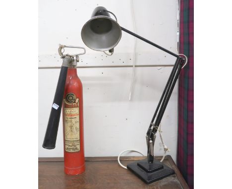 A mid 20th century Anglepoise adjustable desk lamp and a vintage Minimax Co2 fire extinguisher (2) Condition Report:Available