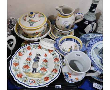 A collection of Quimper ware including jugs, plates, dishes etc Condition Report:No condition report available.