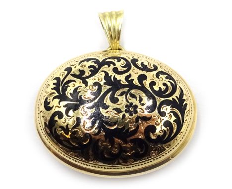 19th century gold and enamel scroll pendant/brooch stamped 585 3cm Condition Report 12.9gm including metal pinClick here for 