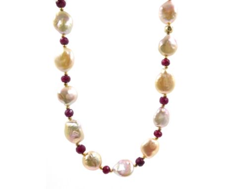 Pearl and faceted ruby necklace Condition Report Click here for further images, condition, auction times & delivery costs
