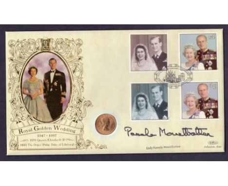 GOLD : 1958 Gold Sovereign First Day Cover for the Queens Golden Wedding, fine item signed by Lady Mountbatten.