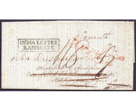 GREAT BRITAIN POSTAL HISTORY : KENT, Ramsgate Ship Letter, 1832 entire from Calcutta per "Exmouth", landed at Ramsgate, addre