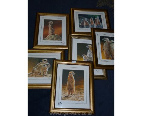 Six Stephen Gayford ''Wild About Art'' collection limited edition Prints of Meerkats to include 'Attentive', 'Back to Back', 