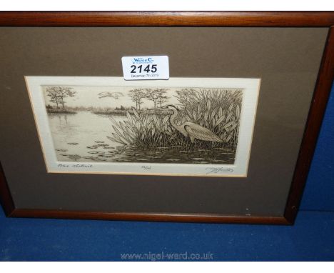 A limited edition Etching 'Blue Sentineil', no. 83/100.