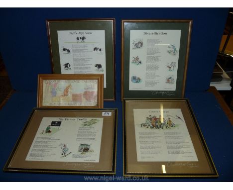 Four framed verses by Christopher Curtis and a small print.