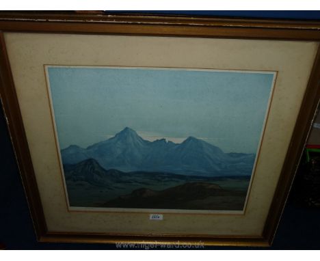 A Lithograph of Scottish Highlands, signed by David Young Cameron.