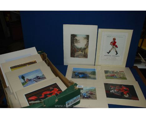 A box of Prints including cars and trains, etc.