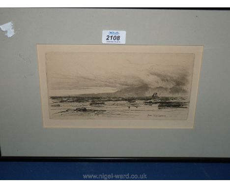 A David Young Cameron etching of Aran, Scotland.