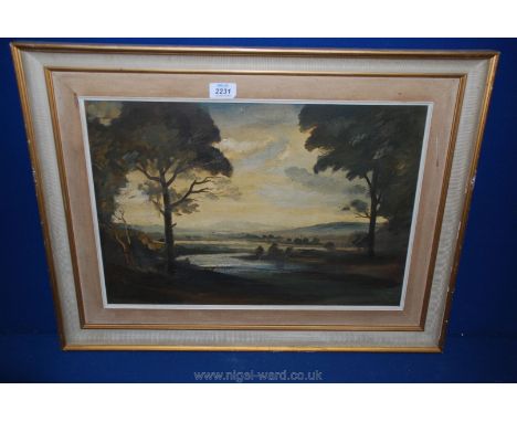 A landscape Oil on board ''Evening Light'' by P.H. Padwick, 1876-1958, R.O.I., RBA., 65 x 50 cm.