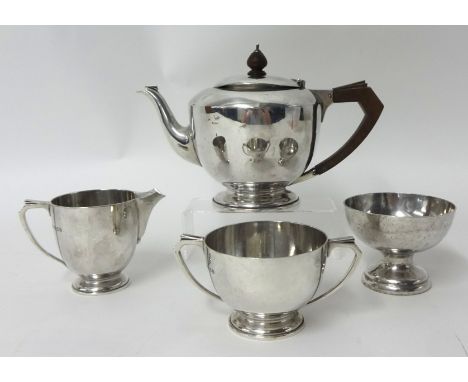 Three piece George V silver tea set by Edward Barnard & Sons circa 1939 approximately 32.39 oz, also a Mappin and Webb Sunday