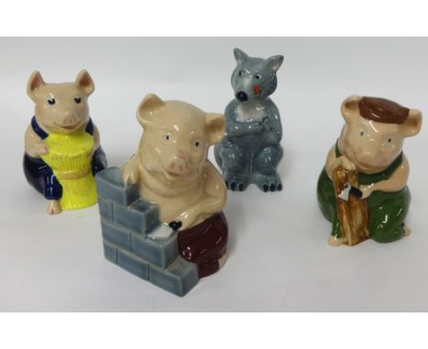 A 4 piece Wade Collectors Club Set 1995, 'The Three Little Pigs and the Big Bad Wolf' (4).