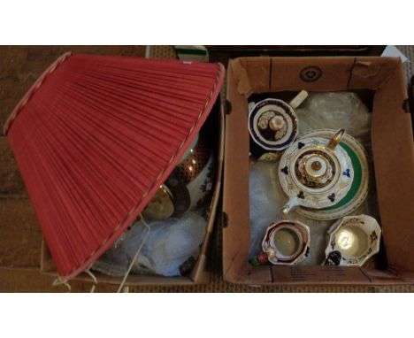 One box of 19th century pottery, to include: A Davenport comport painted with a bridge scene; 2 hand-painted teapots (possibl