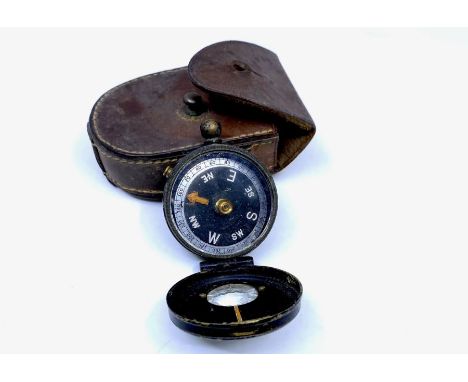 WW1 period compass in leather case