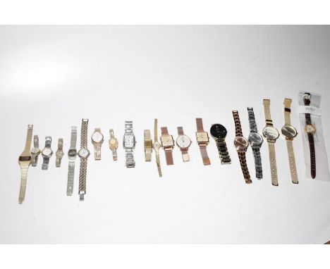 A selection of contemporary Quartz movement ladies wrist watches (9 in brand new condition); plus ten vintage metal wristwatc