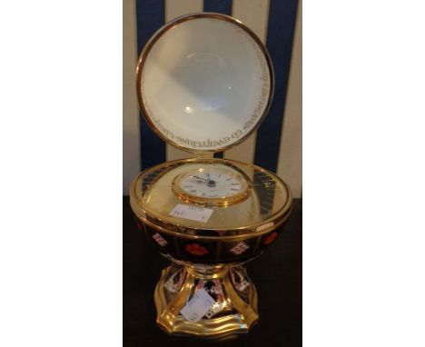 A Royal Crown Derby Imari Millennium Globe Clock, limited edition, numbered 202 of 1000 with certificate. (Good condition)