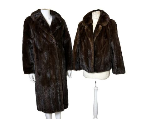 A vintage chocolate mink coat and similar jacket (2)both in clean, supple condition. Jacket 106 cm/ 42 inch bust (s-m), coat 