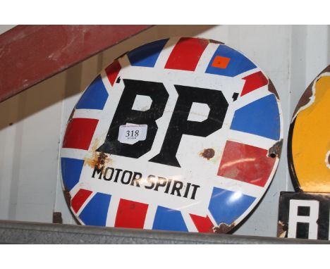 A reproduction enamel BP advertising sign