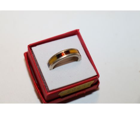 A vintage sterling silver and amber ring size P/Q