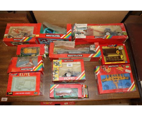 Various boxed and other Britain's Farm Toys to include 9383 Power Farm Ford TW35 and mower; 9533 log trailer; 9547 irrigator;