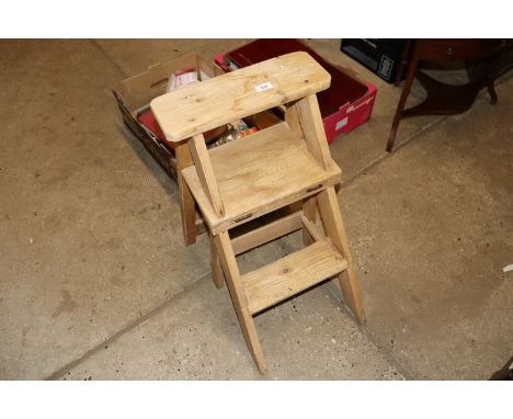 A vintage pine metamorphic library step ladder