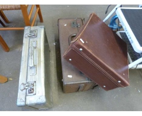 Vintage metal suitcase and two others