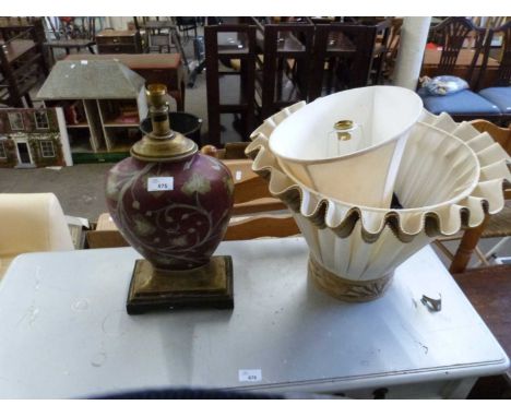 Floral painted table lamp and shades