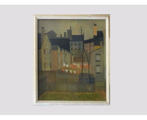 MARGARET CHINN. City landscape. An early oil on canvas, unsigned. 56 x 51cm. With a preparatory watercolour sketch.  Please n