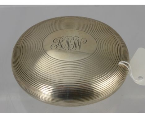 A Gentleman's Silver 'Secret' Snuff Box, of circular design with concentric circles, monogram RNW, Birmingham hallmark, mm. G