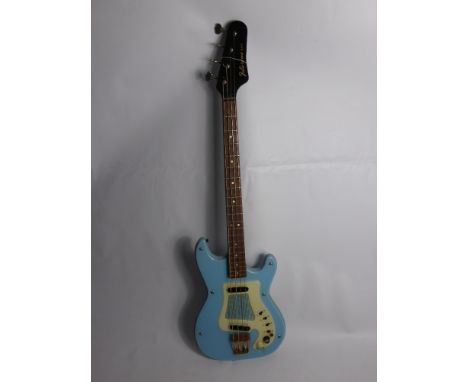 A Vintage Hagstrom 'Futurama' Bass Guitar, finished in baby blue, Serial Nr 544507, made in Sweden in 1962.