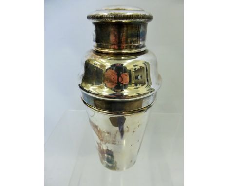 A Vintage Art Deco Silver Plated Cocktail Shaker, together a photo frame. (2)