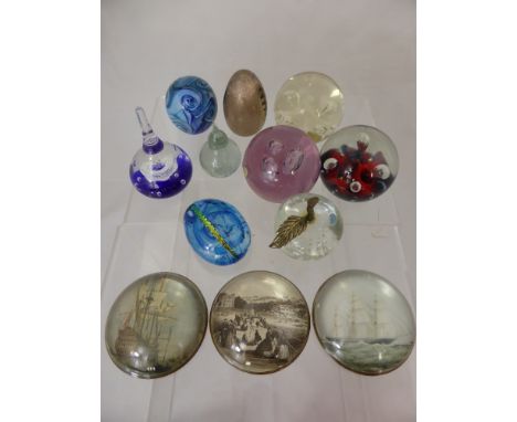 A Quantity of Glass Paperweights, including Caithness, Whitefriars, Gozo and three Nigel Pain paperweights depicting vintage 