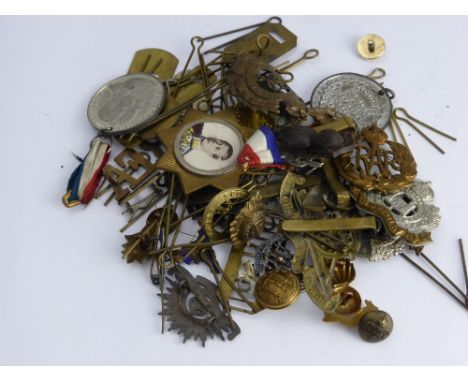 Quantity of Military Cap Badges and Shoulder Titles, including Royal Army Medical Corps, Cambridgeshire Regiment, Middlesex R