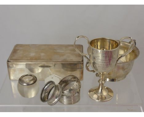 An Alfred Dunhill Silver Cigarette Box, London hallmark, dated 1937 together with an Alex Clark sugar bowl and various other 